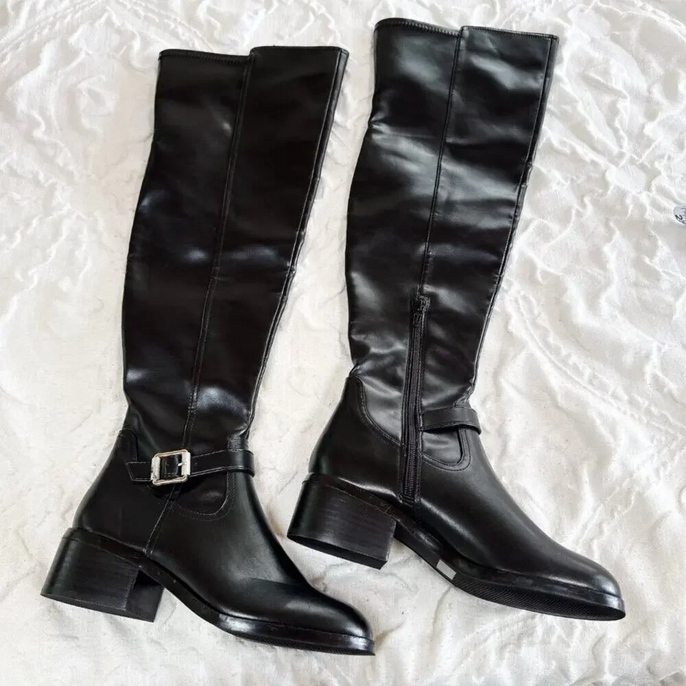Dolce Vita Elyse Over-The-Knee Buckle Block Heel Boot Size 7 New